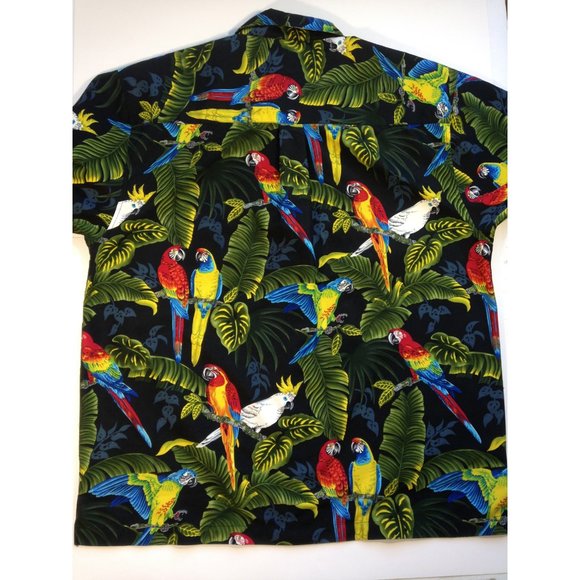 Mens Hawaiian Shirt Bill Blass Tropical Birds Colorful red green yellow- XXL 2XL - Picture 7 of 8